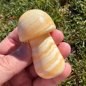 Yellow calcite crystal mushroom 2 1/4”