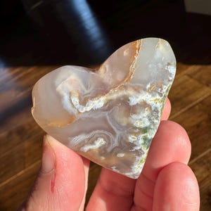 Moss agate crystal heart 1 5/8” (with natural inclusions)