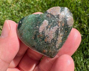 Ruby in Emerald crystal heart 1 3/8”