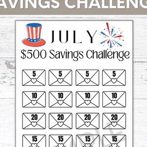 July Savings Challenge Mini Savings Challenge Money - Etsy