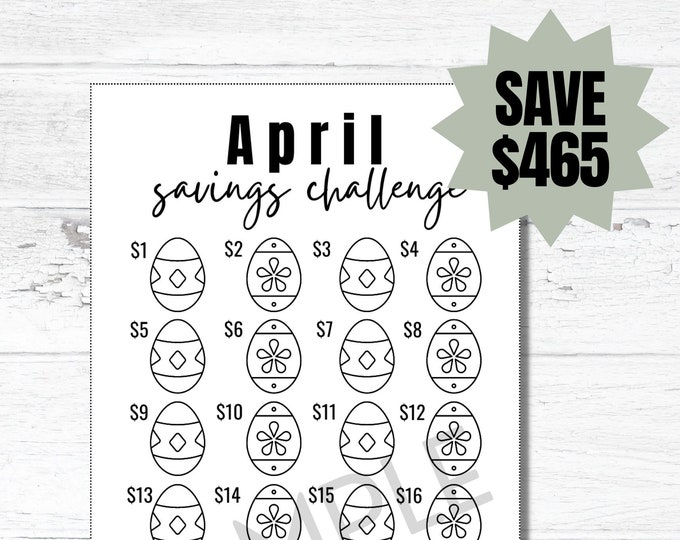 April Savings Challenge, Mini Savings Challenge, Money Challenge, A6 ...