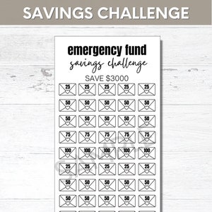 Emergency Fund Savings Challenge, Mini Savings Challenge, Money Challenge, A6 Savings Challenge | Savings Challenge Printable