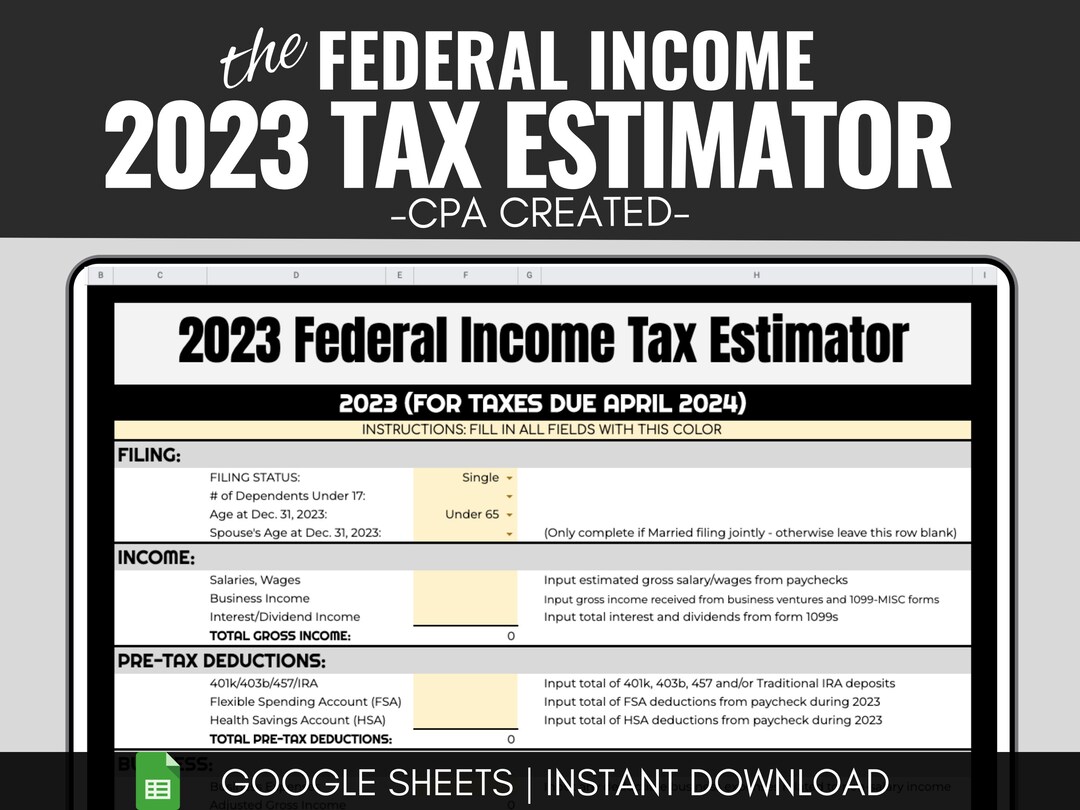 2023 Federal Tax Estimator CPA Created 2023 Tax Etsy