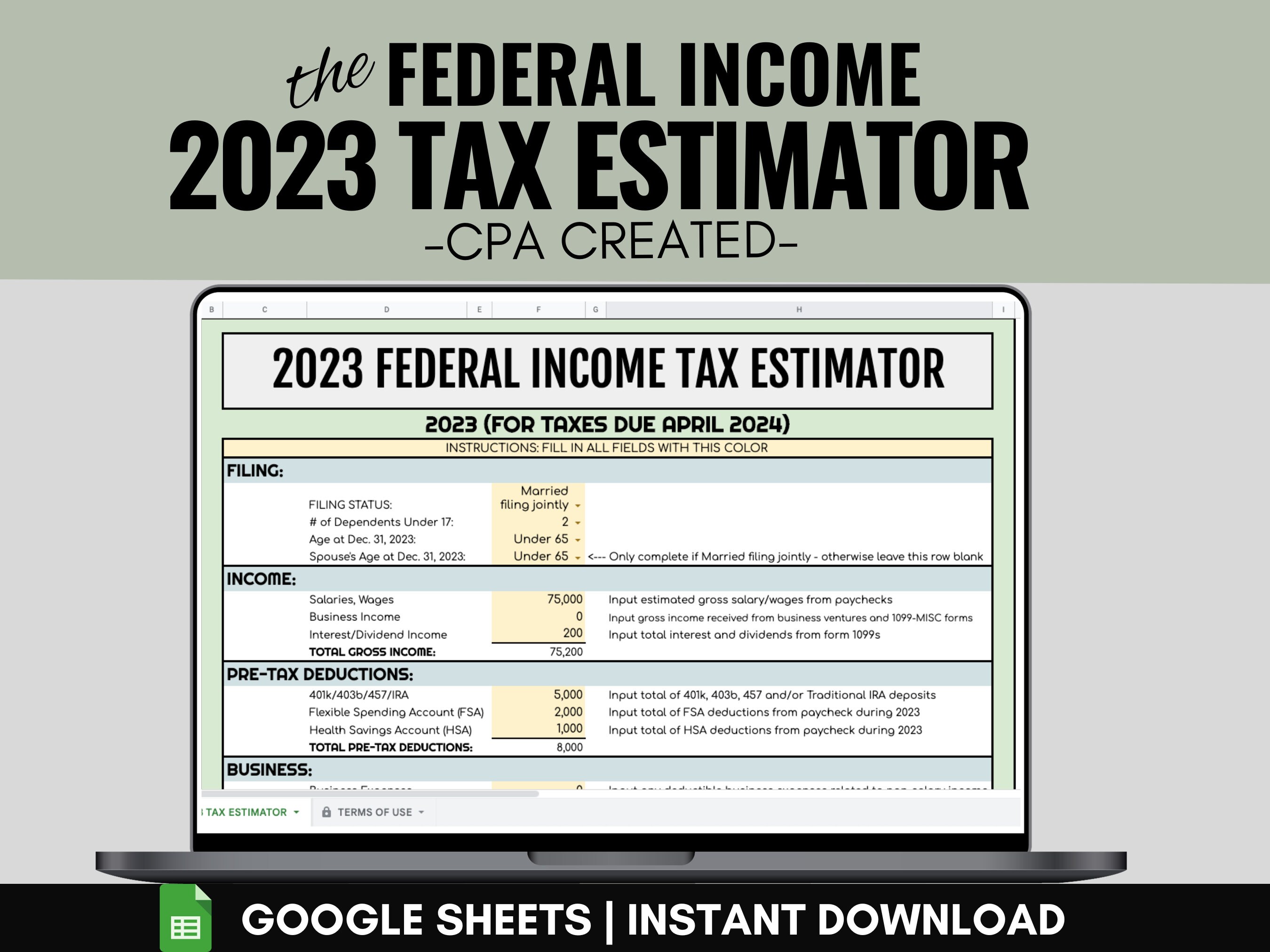 2023 Federal Tax Estimator CPA Created 2023 Tax Calculator Tax