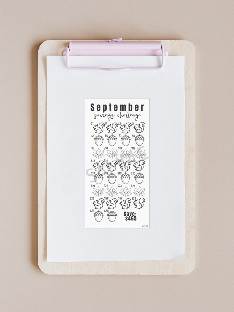 September Savings Challenge, Mini Savings Challenge, Money Challenge ...