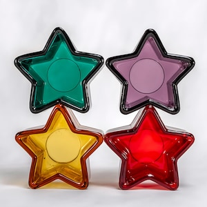 4x Pier 1 Star Candle Votives - Red, Yellow, Teal, Purple