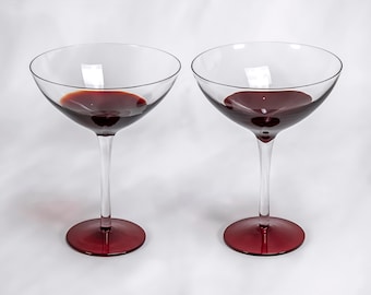 2x Pier 1 Elemental Red Martini Glasses
