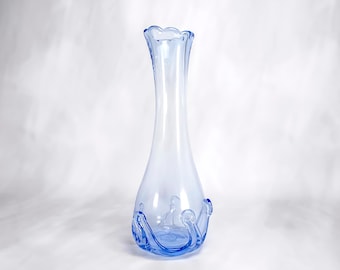 Blue Swung Glass 13" Vase - Signed Joe Hamon 97