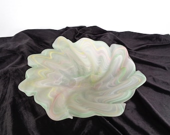 Vintage Frosted Sea Shell Candy Dish/Bowl with Color Swirls