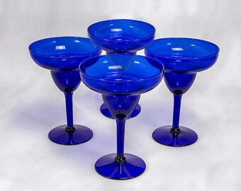 4x Pier 1 Cobalt Blue Margarita Glasses P1C13