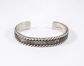 Vintage Navajo Silver Twist Cuff Bracelet- Sterling 925