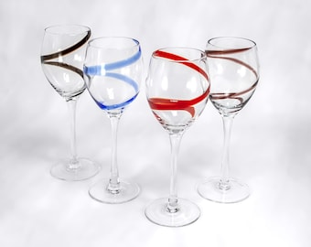 4x Pier 1 Swirline Wine Glasses Party Mix Set 1