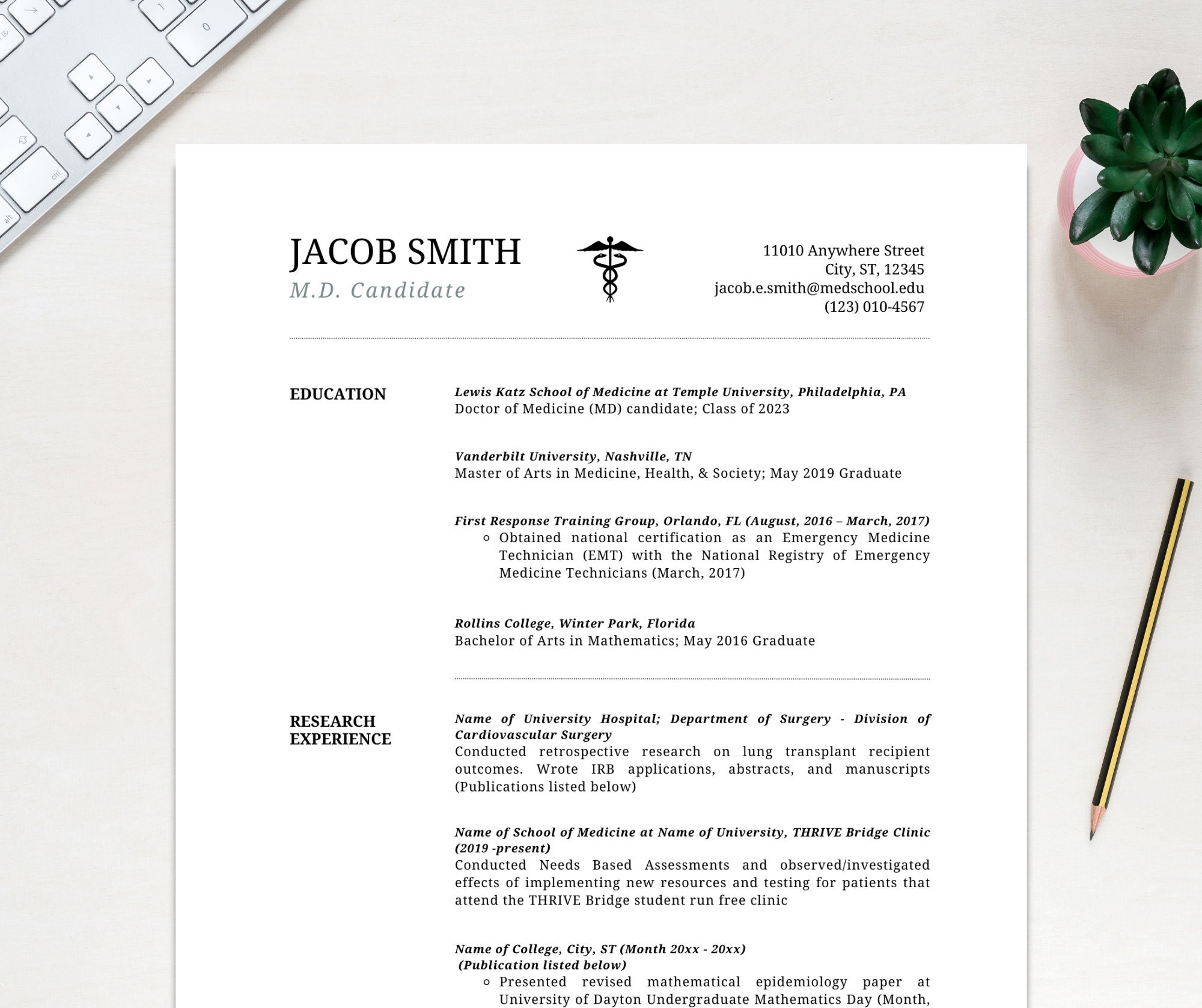 Resume Template, Resident Resume CV Template Medical Student Resume Resume Template, Resident Resume CV Template Medical Student Resume
