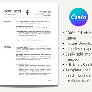 Resume Template, Resident Resume CV Template | Medical Student Resume ...