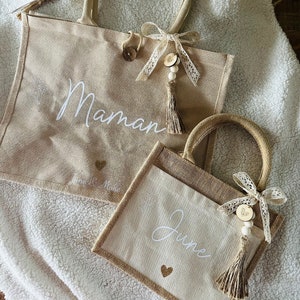 Bolsa de yute personalizada mamá/hija