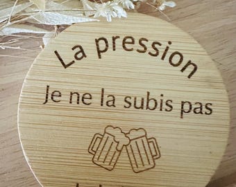 Personalized bamboo magnetic bottle opener