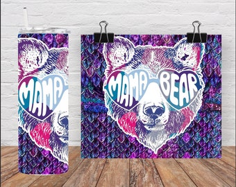 Mama Bear Tumbler, Mama Bear Vibe Tumble, Mom Bear Tumbler, 20 oz Skinny Tumbler, Mother's Day Gift, Gift For Mom, Christmas Gift