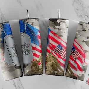 Marine Tumbler, US Marine Tumbler, Iwo Jima Tumbler, Veteran Cup, Marine 20 oz Skinny Tumbler, Marine Veteran Tumbler, USMC Cup