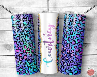 Leopard Tumbler, Leopard Print Tumbler, Personalized Tumbler, Custom Name Tumbler, Retro Tumbler, Gift For Friend, Gift For Her