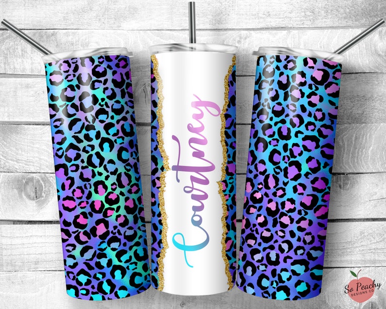 Leopard Tumbler, Leopard Print Tumbler, Personalized Tumbler, Custom Name Tumbler, Retro Tumbler, Gift For Friend, Gift For Her image 1