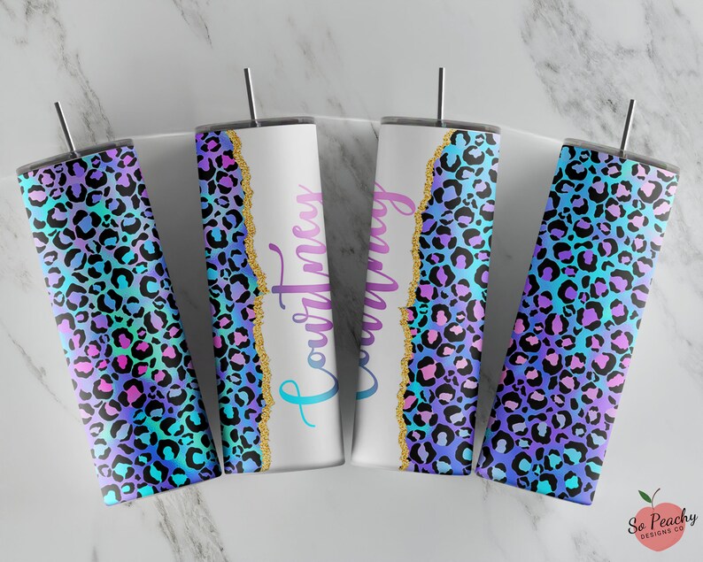 Leopard Tumbler, Leopard Print Tumbler, Personalized Tumbler, Custom Name Tumbler, Retro Tumbler, Gift For Friend, Gift For Her image 3