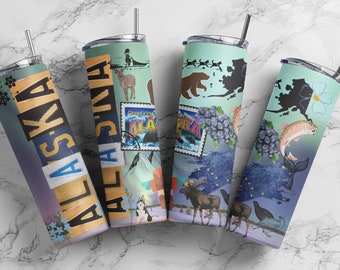 Alaska Tumbler, Alaska State Tumbler, State Tumblers, Skinny Tumbler, Alaska Cup