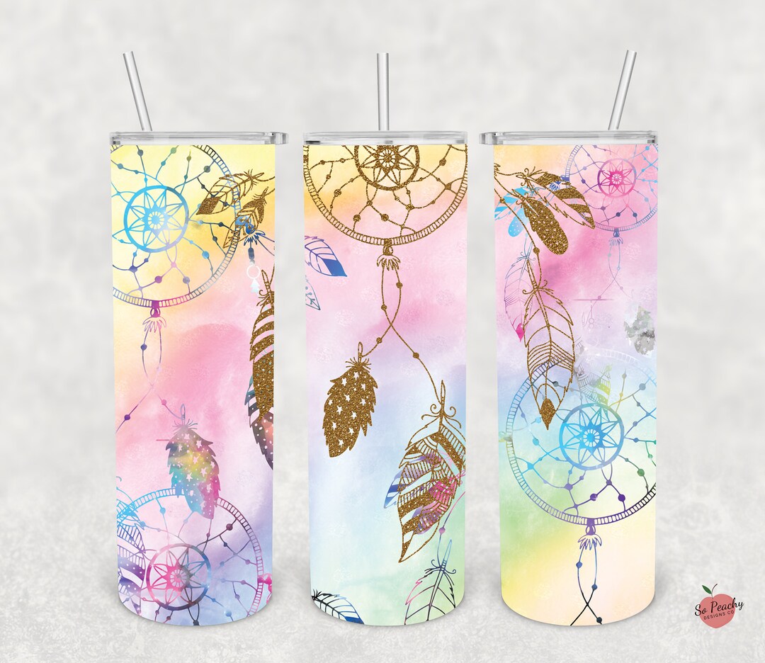 Dream Catcher Tumbler, Pastel Dream Catcher Tumbler, Feather Dream