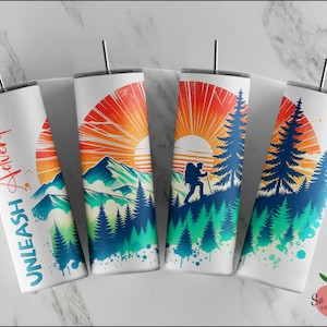 Hiking Tumbler, Unleash  Adventure Tumbler, Camping Tumbler, Wild Adventure Tumbler, Sublimation Skinny Tumble, Hobby Cup, Tumbler Gift