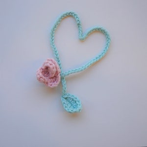 Pink Rose and Leaf Crochet Umbilical Cord Tie 100% Cotton