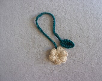 Puff Flower and Leaf Crochet Umbilical Cord Tie 100% Cotton