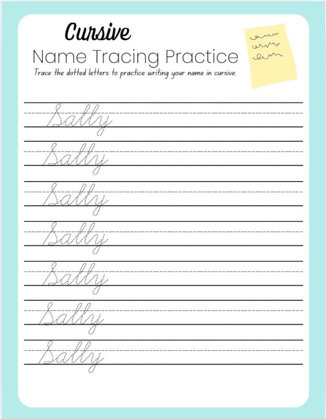 Custom Cursive Name Tracing Practice Worksheet - Etsy