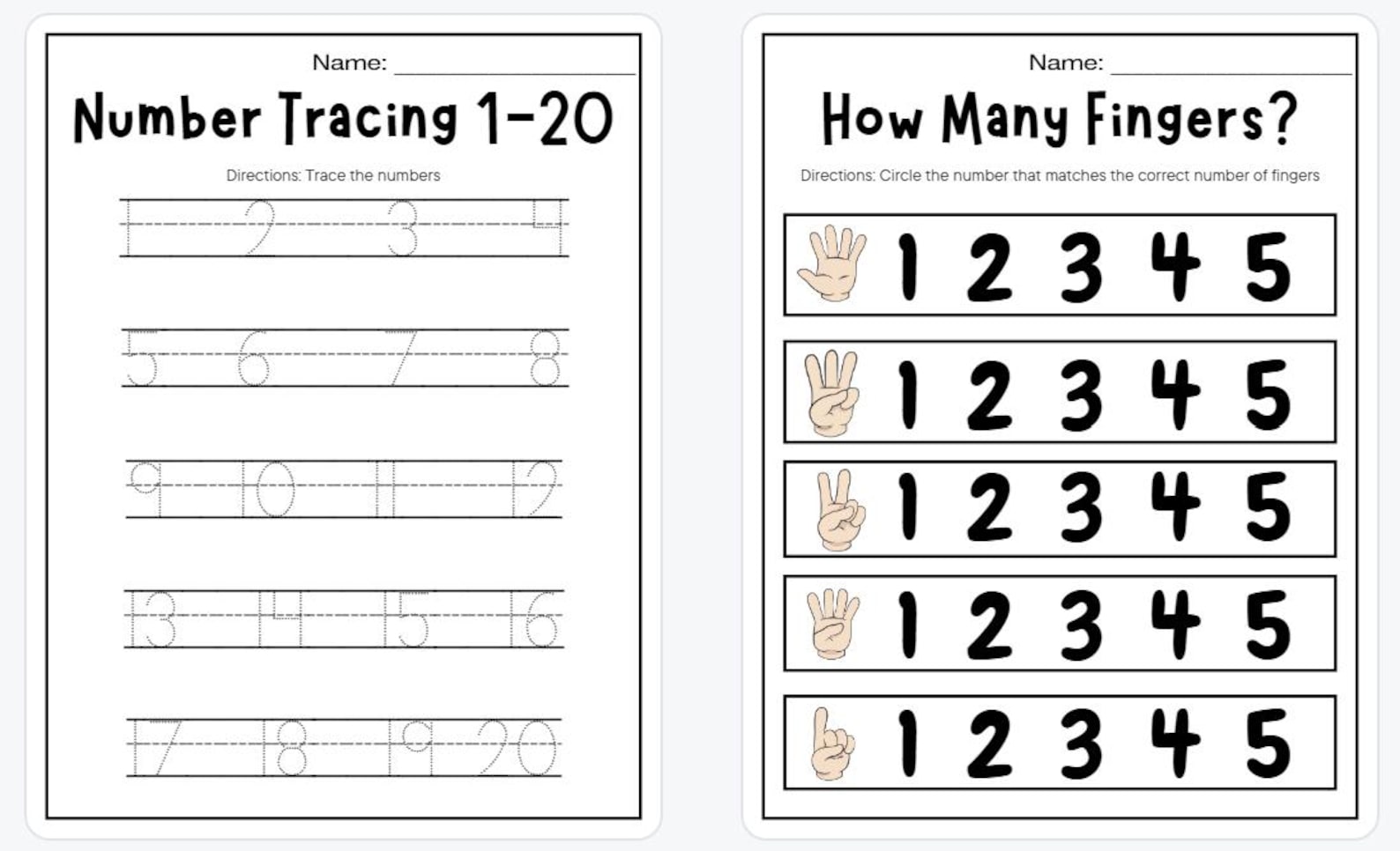 Pre-k Math Worksheets - Etsy