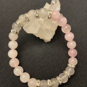 Rose and Smokey Quartz Bracelet - promotes unconditional Love, protection, grounding, confidence, harmony, empathy,