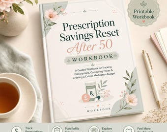 Prescription Savings Reset After 50 Workbook, Medication Tracker, Refill Planner, Pharmacy Price Comparison Printable