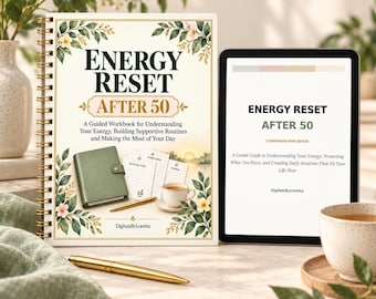 Energy Reset After 50 Workbook Bundle, Printable Energy Tracker and Self Care Planner for Women, 30 Day Reset, Instant Download