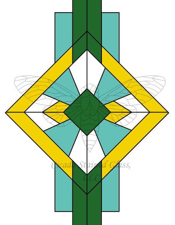 Art Deco Stained Glass Pattern Etsy