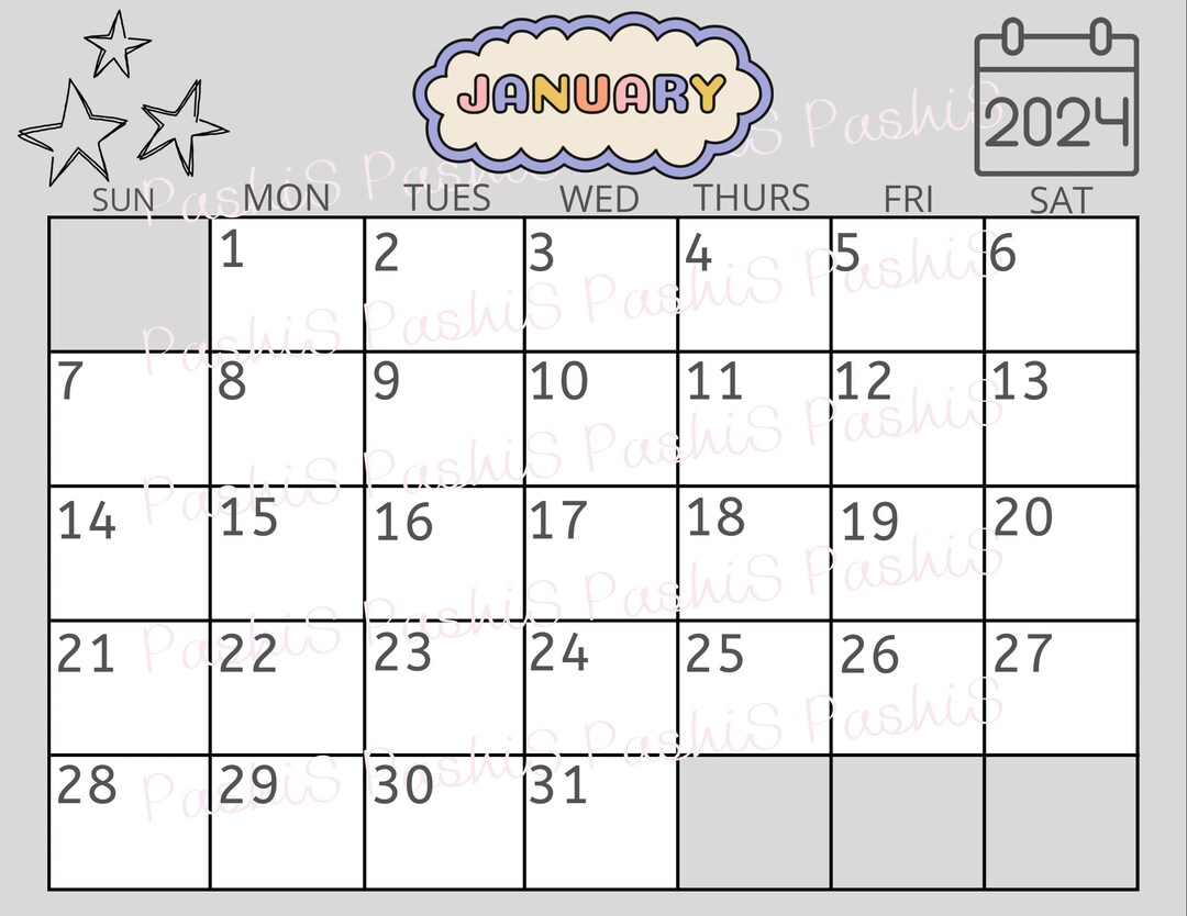 January 2024 Digital Download Digital Calendar Digital Planner - Etsy