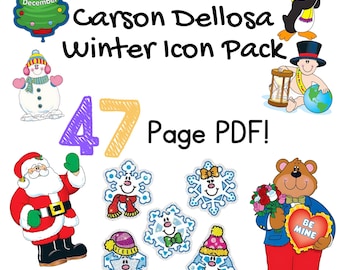 Bulletinboard-decor winter jaren 90: Carson Dellosa-stijl (digitale download, pdf met 47 pagina's)