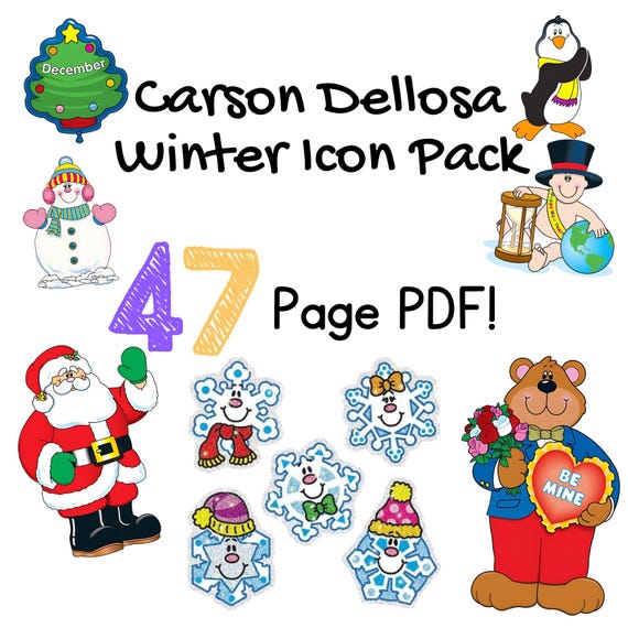 90s Winter Bulletin Board Decor: Carson Dellosa Style (Digital Download, 47 Page PDF)