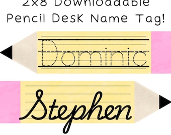 Pencil Desk Name Tag: Editable Classroom Decor (Printable Download 2x8")