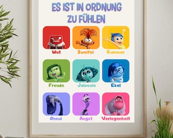 Gefühlstafel Klassenposter – Inside Out Emotionen Poster (Digitaler Download)