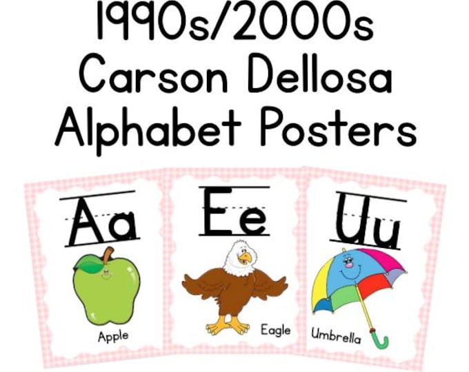 1990s–2000s Alphabet Posters | Carson Dellosa Style | Print + Cursive ...