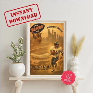 Chicago Bears Wall Art | Football Poster | Printable Sports Decor | Digital Download