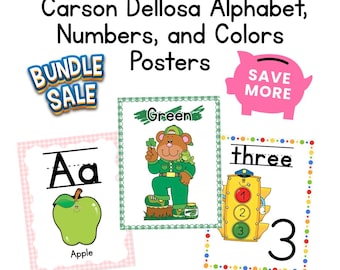 Carson Dellosa-posters met alfabet, cijfers, kleuren en gemeenschapshelpers | Retro klaslokaaldecoratie | Afdrukbare pdf-bundel
