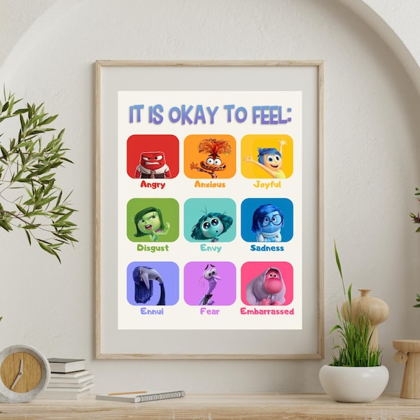 Feelings Chart Classroom Poster: Inside Out Emotions Print (Digital Download