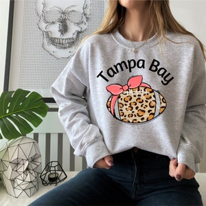 Tampa Bay Football Sweatshirt Game Day Sweater Cheetah Print Game Day Vibes Womens Football Sweatshirt Womens Football Crewneck Sweatshirt