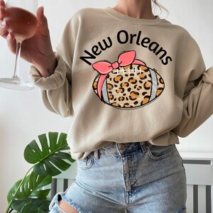 New Orleans Football Sweatshirt Game Day Sweater Cheetah Print Game Day Vibes Womens Football Sweatshirt Womens Football Crewneck Sweatshirt