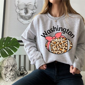 Washington Football Sweatshirt Game Day Sweater Cheetah Print Game Day Vibes Womens Football Sweatshirt Womens Football Crewneck Sweatshirt