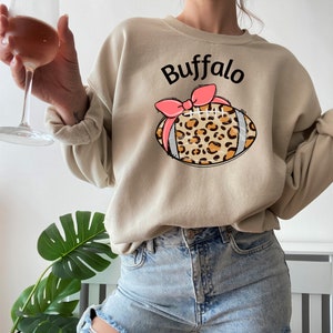 Buffalo Football Sweatshirt Game Day Sweater Cheetah Print Game Day Vibes Womens Football Sweatshirt Womens Football Crewneck Sweatshirt