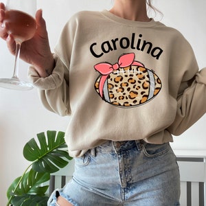 Carolina Football Sweatshirt Game Day Sweater Cheetah Print Game Day Vibes Womens Football Sweatshirt Womens Football Crewneck Sweatshirt